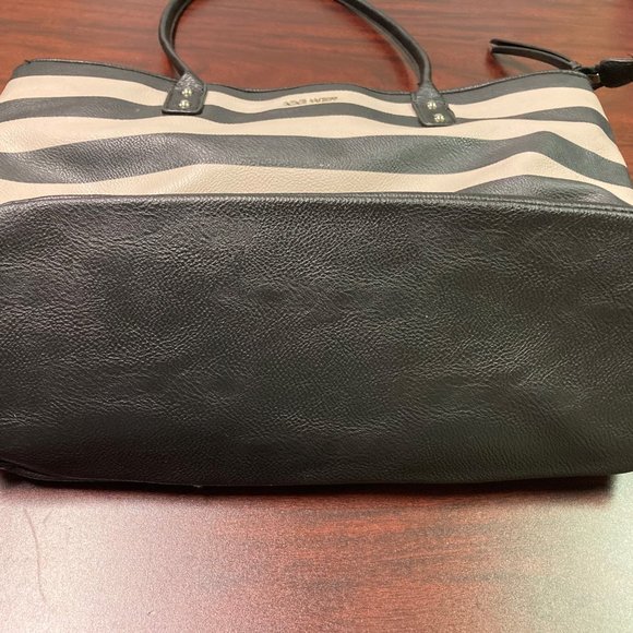 Nine West Large Black & Taupe Stripe Tote - Picture 2 of 4